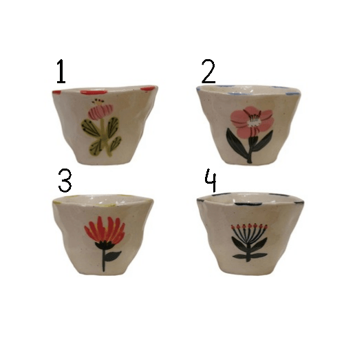 6 oz. Hand - Painted Stoneware Cup/Bowl with Flower Image - Market 12
