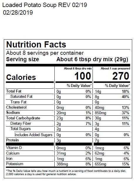 Loaded Potato Soup Mix GF