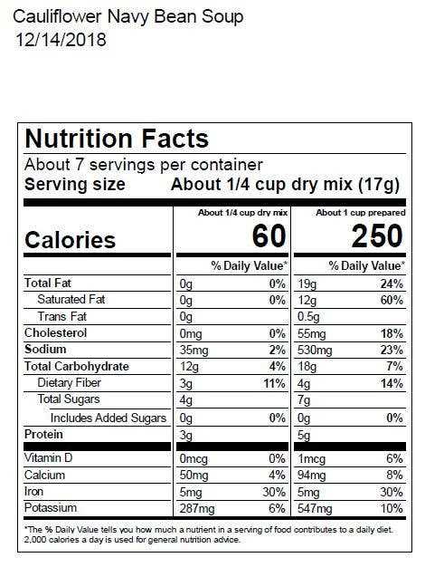 Cali Coastline Creamy Cauliflower Soup Mix GF