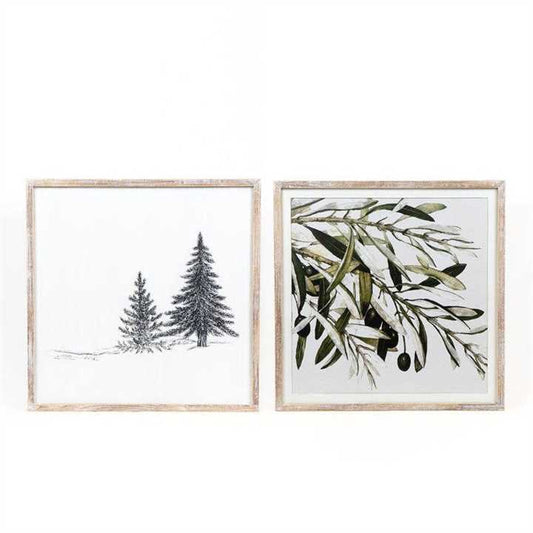 Wood Frame Picture (PINE TREE/OLIVE) Christmas Decor