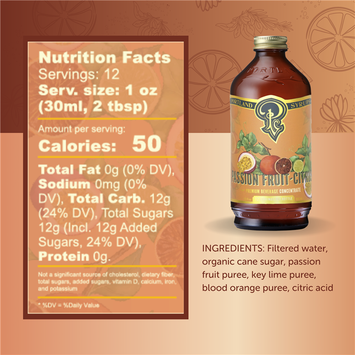 Passion Fruit Citrus Syrup 12oz Beverage Mixer