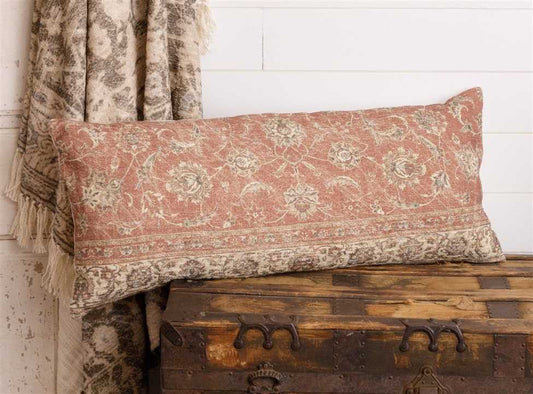 Antique Rug Slub Lumbar Pillow, Russet and Cream
