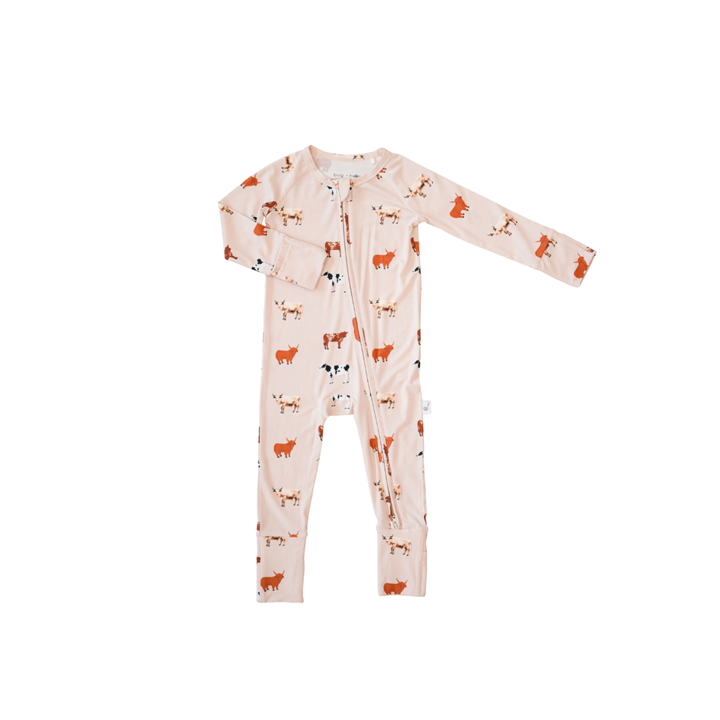 Bamboo 2-Way Convertible Zip Romper | Oatmeal Cow