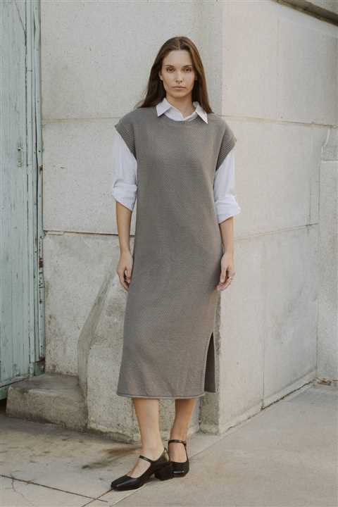 Knit Sweater Dress: GREY