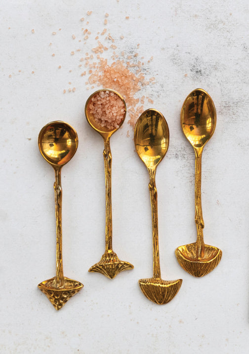 Brass Mushroom Spoons Set of 4