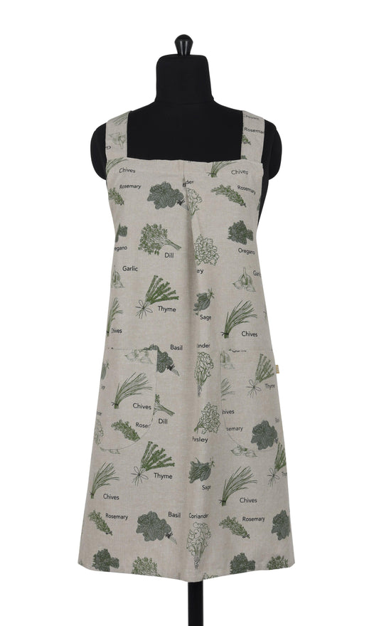Apron Long Pinafore Herbs Green