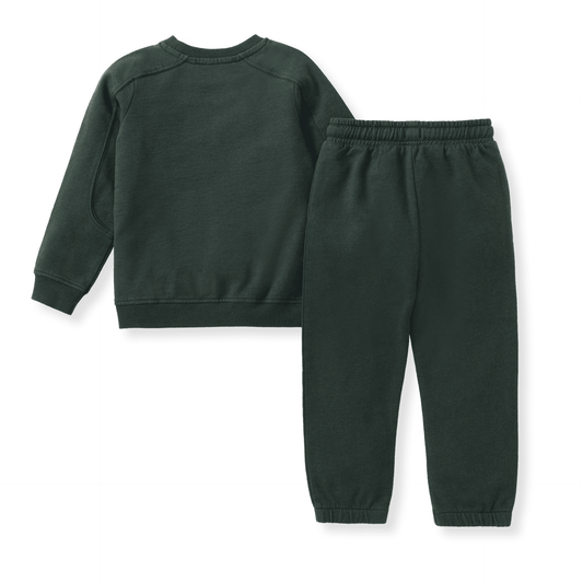 Acid Wash Sweatshirt & Pants Set - Zucchini Green: - Market 12