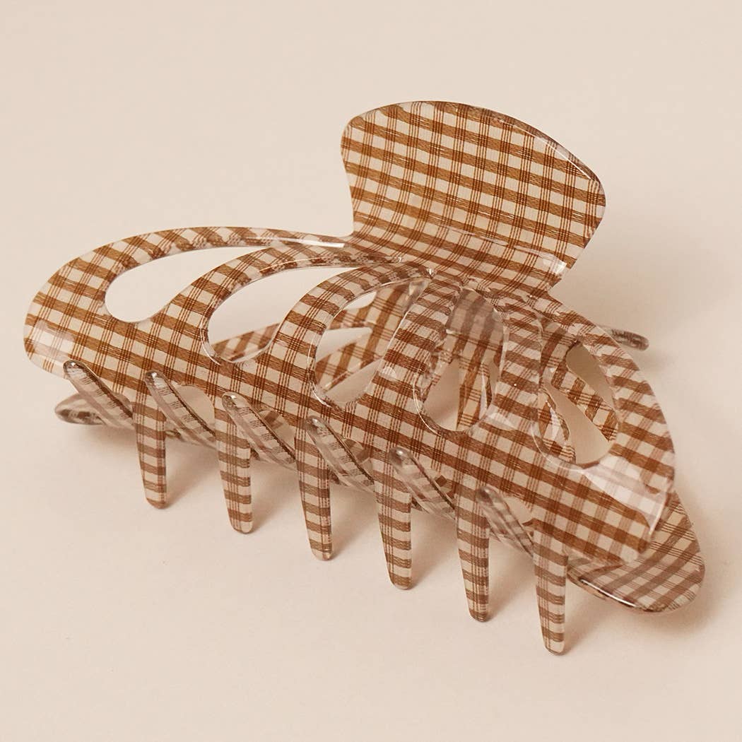 Acrylic Checkered Hair Claw Clip: GRN, One Size(random pick) - Market 12