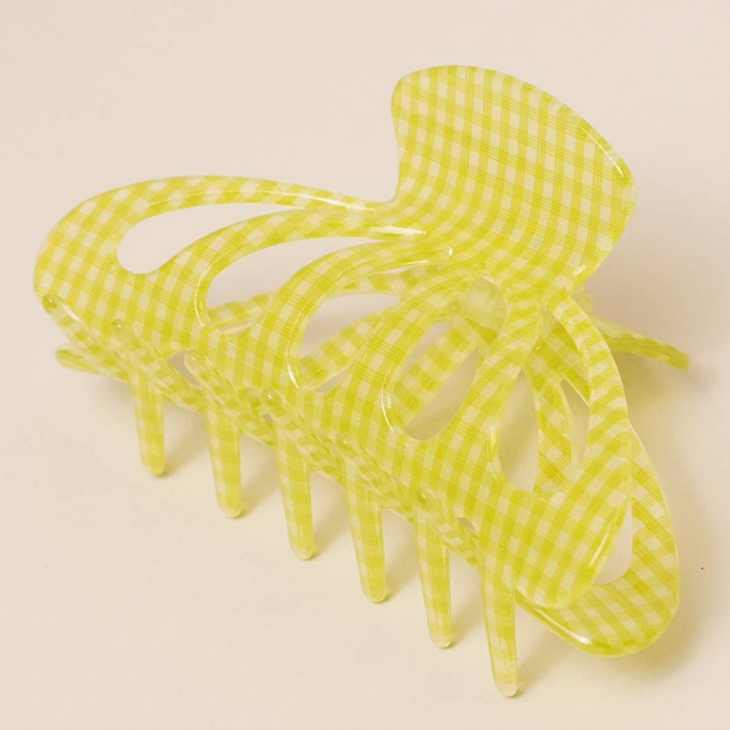 Acrylic Checkered Hair Claw Clip: GRN, One Size(random pick) - Market 12