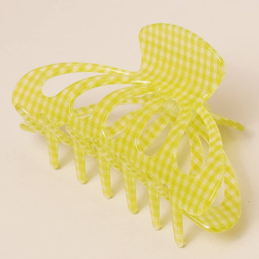 Acrylic Checkered Hair Claw Clip: GRN, One Size(random pick) - Market 12
