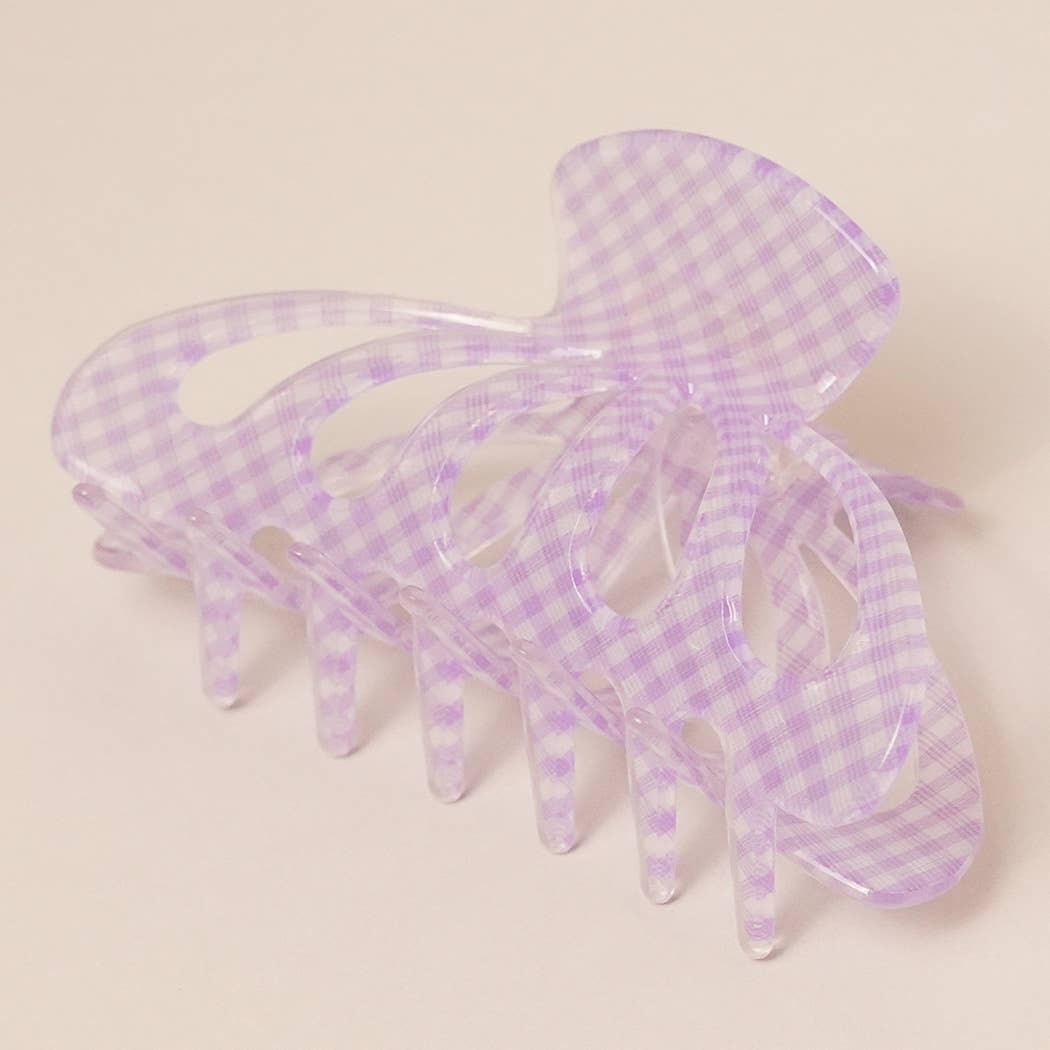 Acrylic Checkered Hair Claw Clip: GRN, One Size(random pick) - Market 12