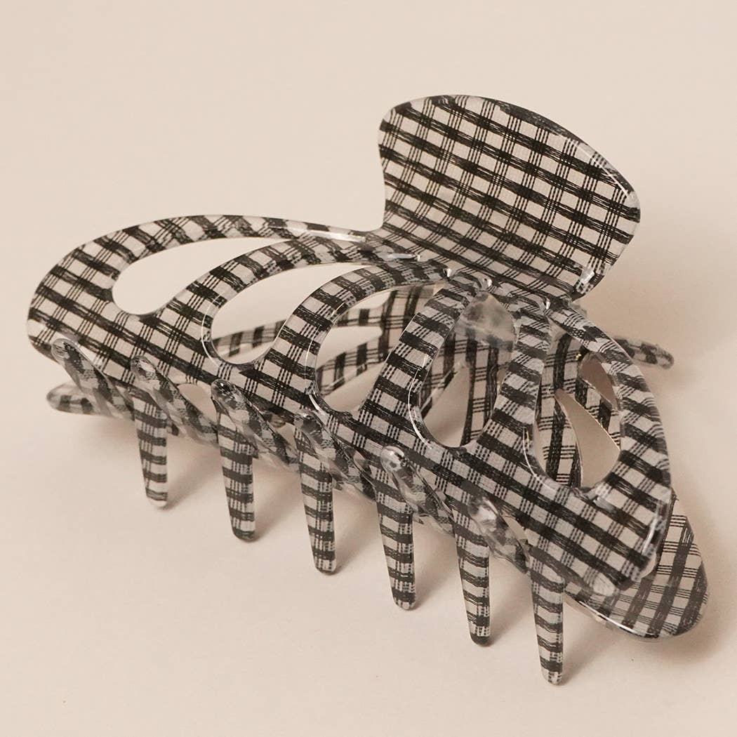 Acrylic Checkered Hair Claw Clip: GRN, One Size(random pick) - Market 12