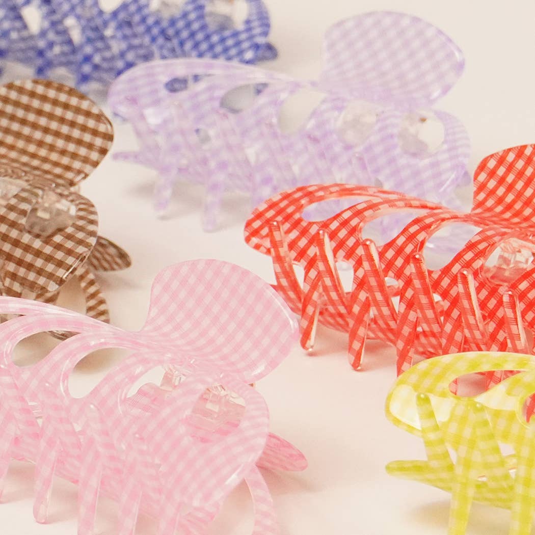 Acrylic Checkered Hair Claw Clip: GRN, One Size(random pick) - Market 12