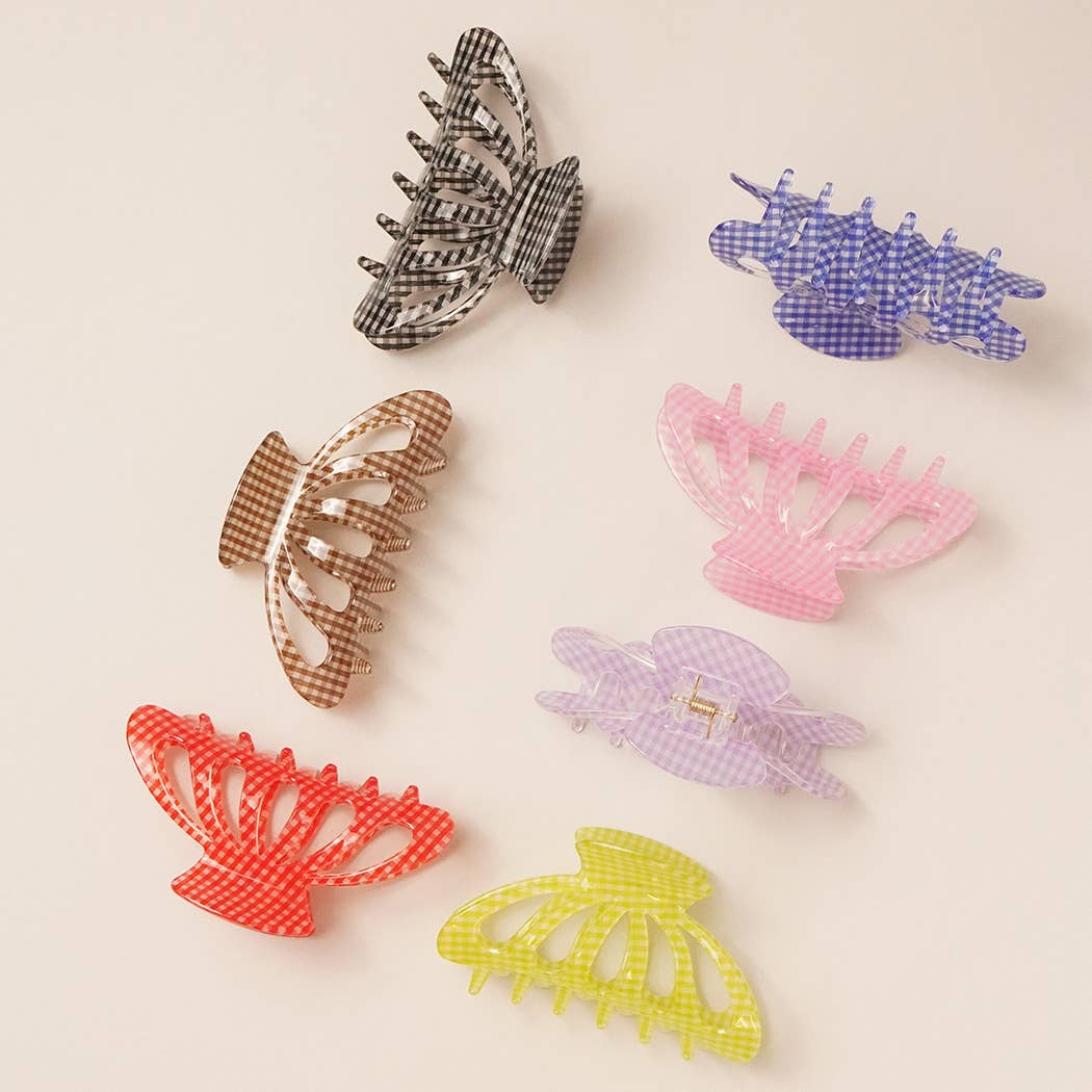 Acrylic Checkered Hair Claw Clip: GRN, One Size(random pick) - Market 12