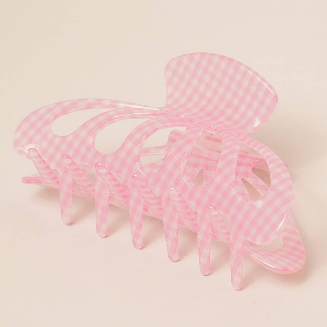 Acrylic Checkered Hair Claw Clip: GRN, One Size(random pick) - Market 12