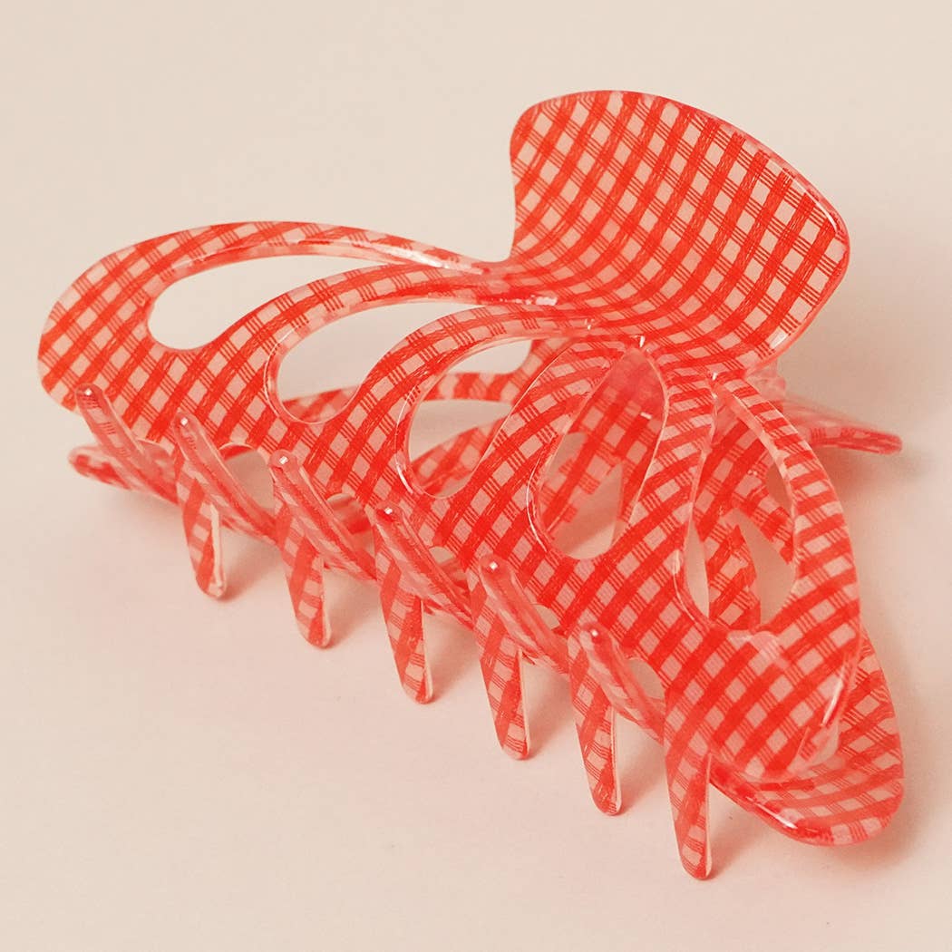 Acrylic Checkered Hair Claw Clip: GRN, One Size(random pick) - Market 12