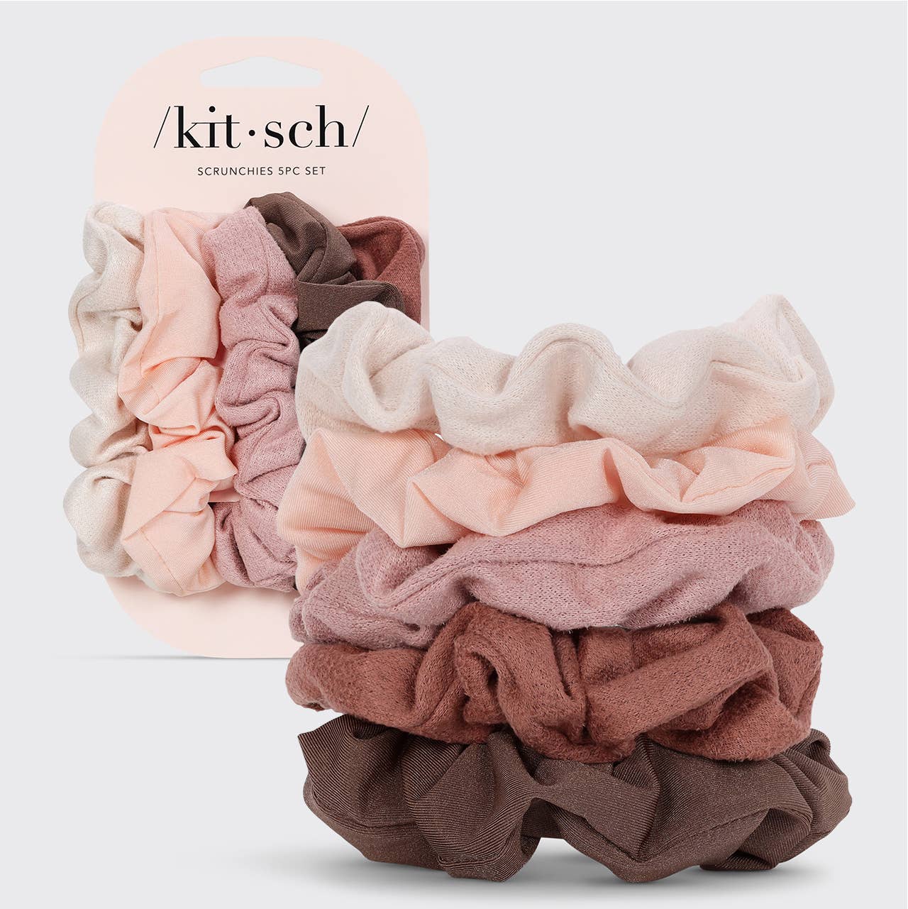 Assorted Textured Scrunchies 5pc Set - Terracotta - Market 12
