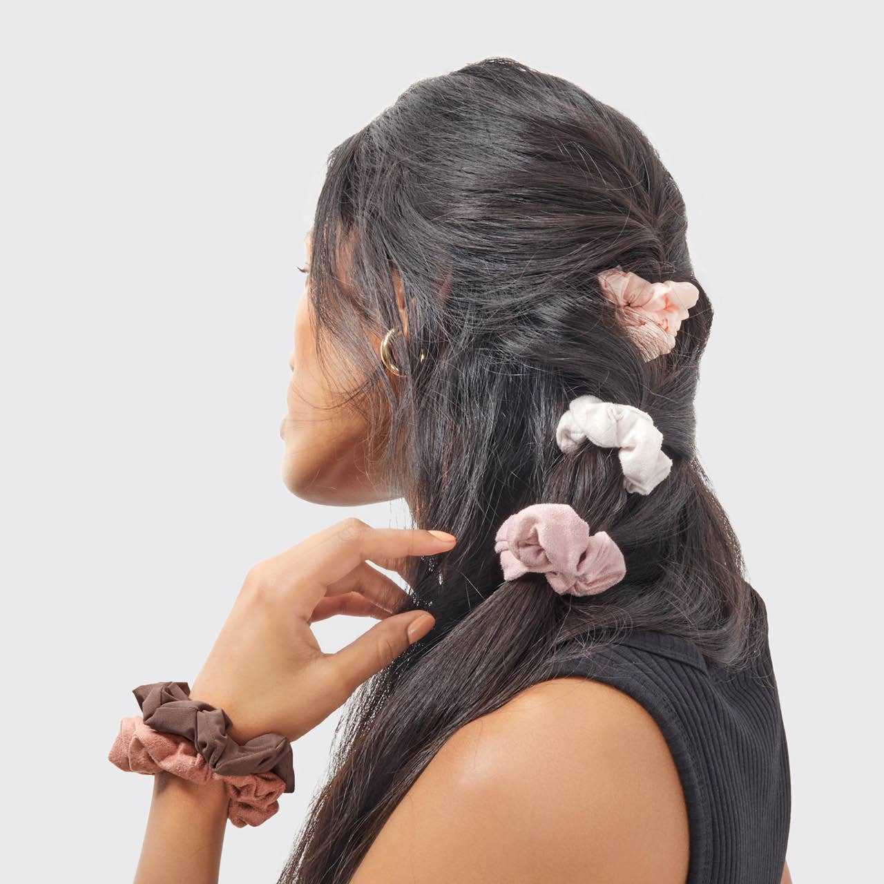 Assorted Textured Scrunchies 5pc Set - Terracotta - Market 12