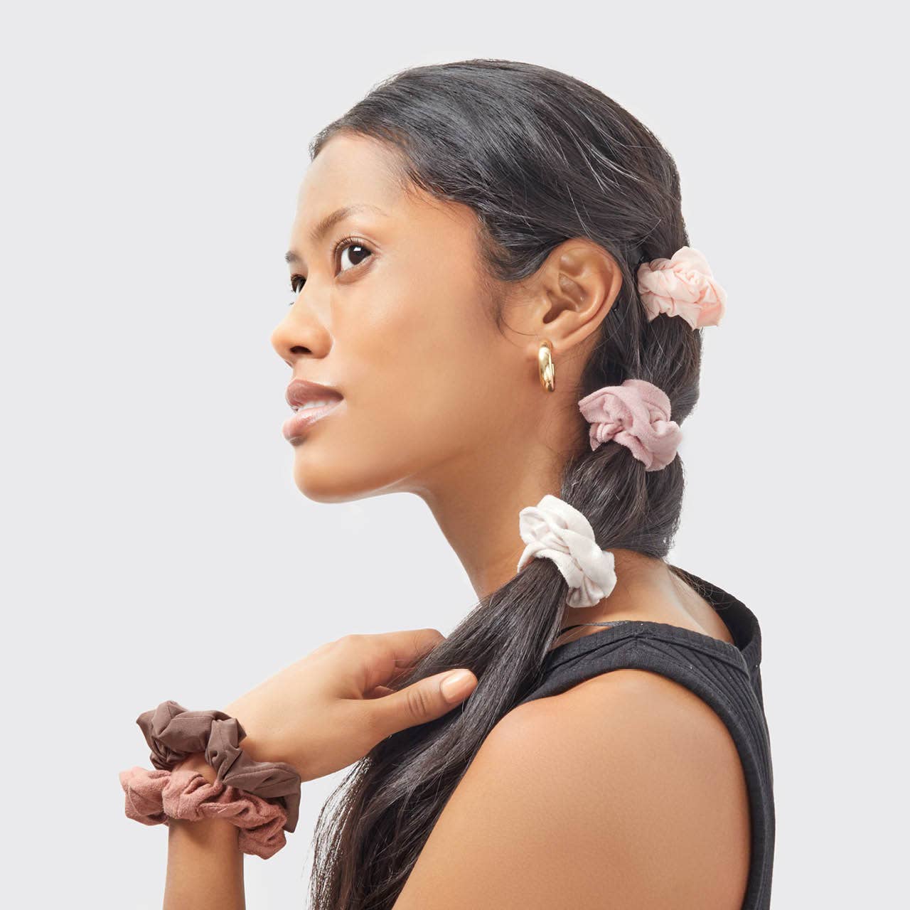 Assorted Textured Scrunchies 5pc Set - Terracotta - Market 12