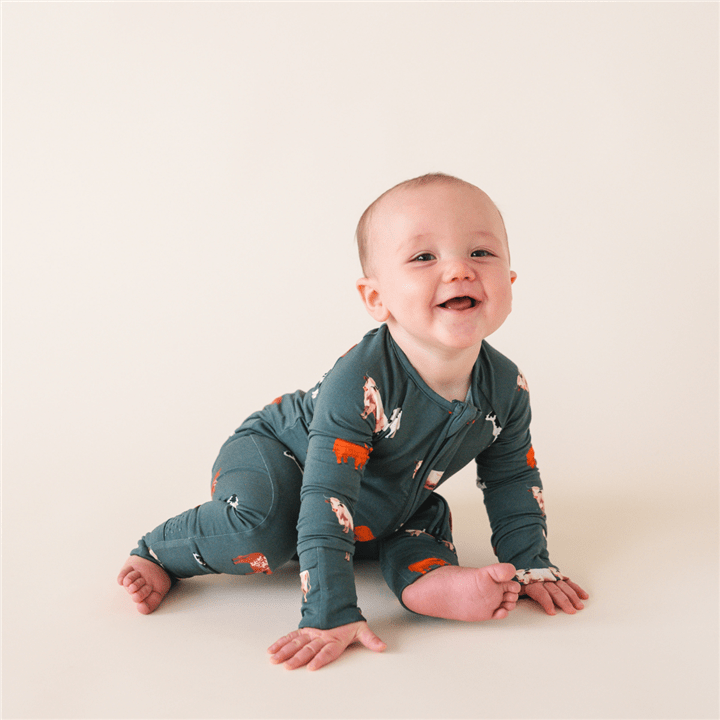 Bamboo 2 - Way Convertible Zip Romper Green Cow - Market 12