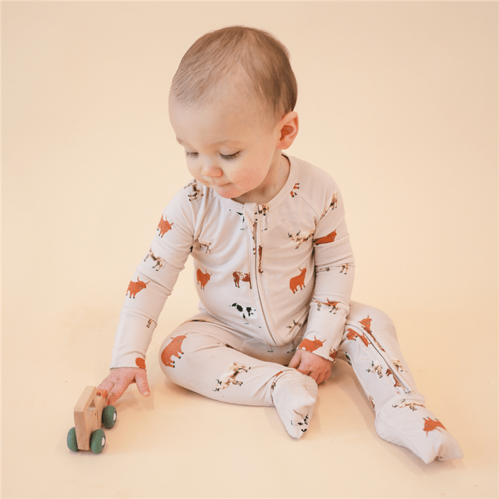 Bamboo 2 - Way Convertible Zip Romper | Oatmeal Cow - Market 12