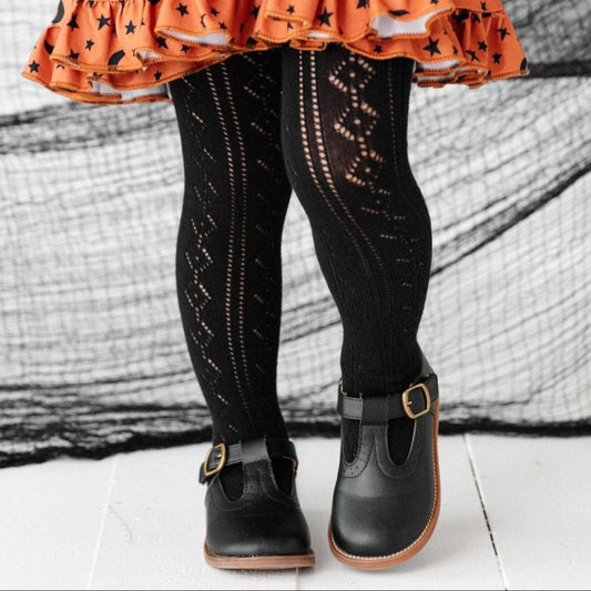 Black Fancy Knit Tights - Black - Market 12