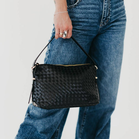 Black Harper Hobo Woven Shoulder Bag - Market 12