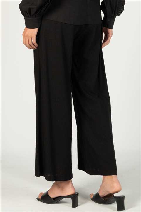 Black Linen P. CILL Wide Leg Pants - Market 12
