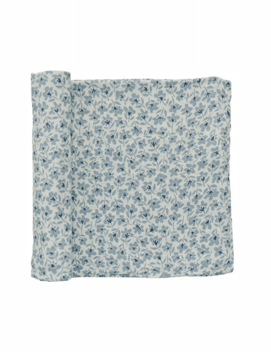 Blue Blossom Muslin Swaddle Blanket - Market 12