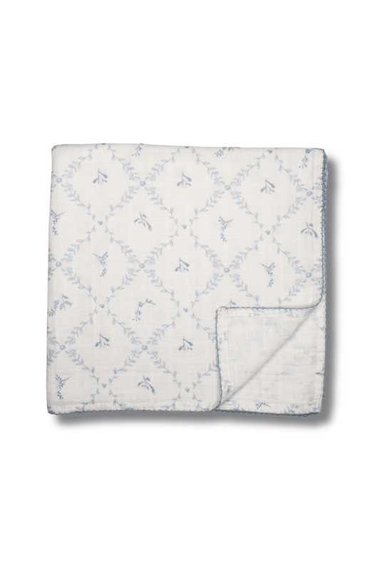 Blue Lattice Muslin Blanket - Market 12