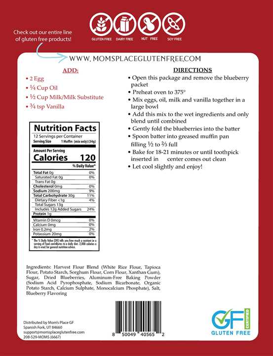 Blueberry Muffin Mix Gluten free. Real Blueberries. - Market 12