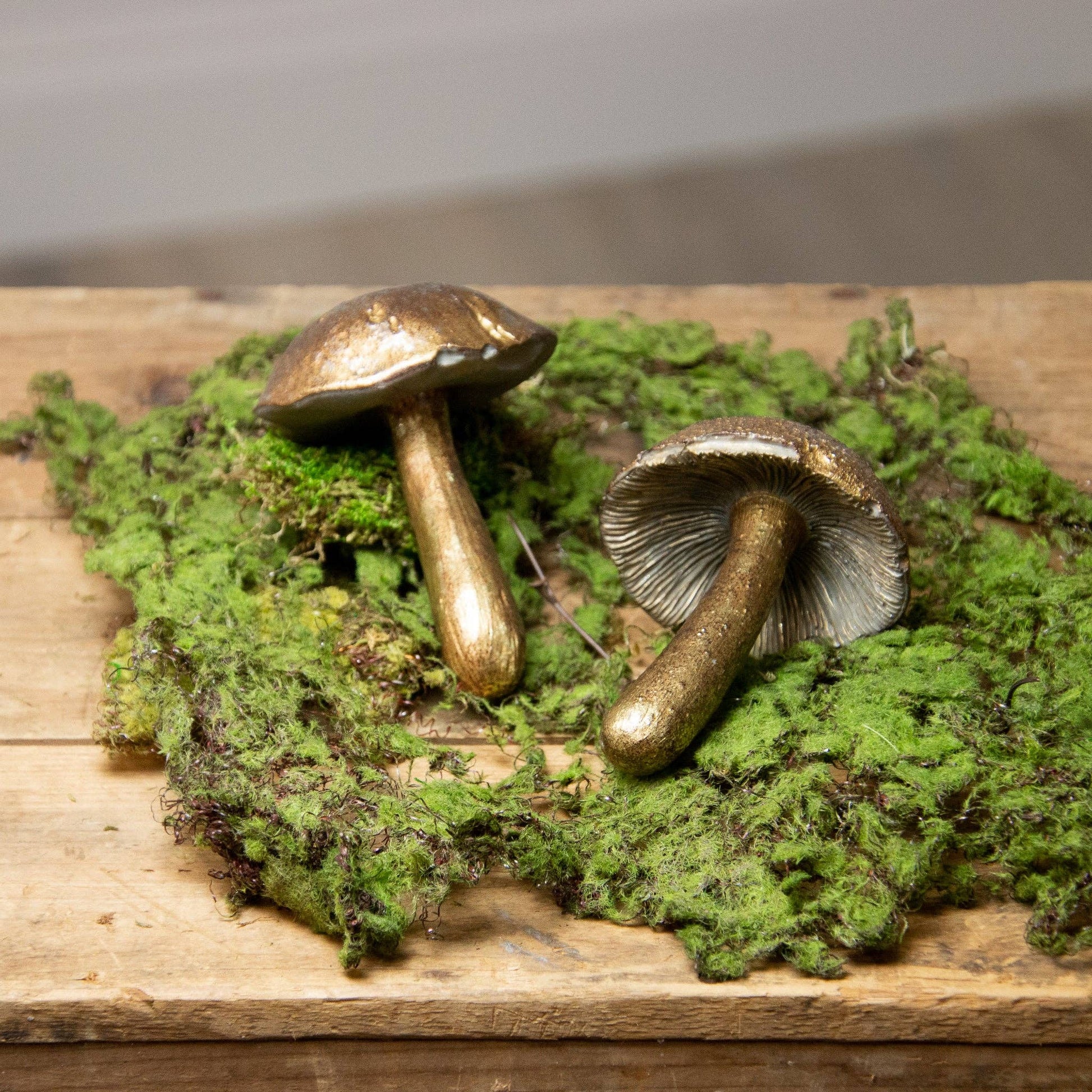 Brass Tone Mushroom Figures - Market 12