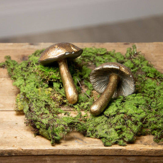 Brass Tone Mushroom Figures - Market 12