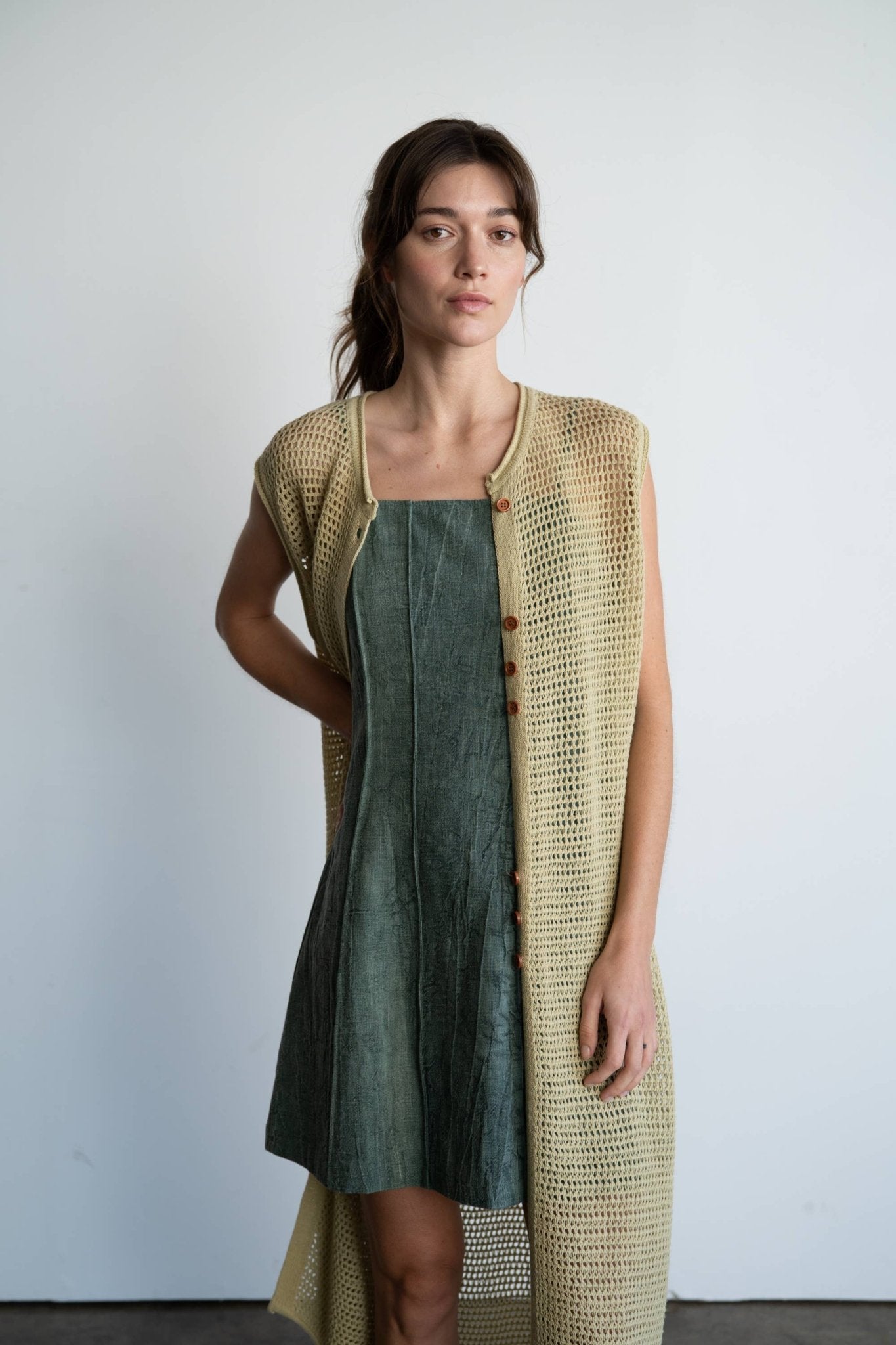 BREATHABLE LONG CROCHET CARDIGAN: Pear, Contemporary, - Market 12
