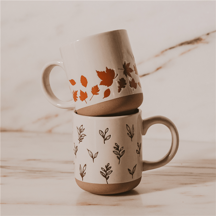 Brown Leaves Stoneware Coffee Mug - Market 12