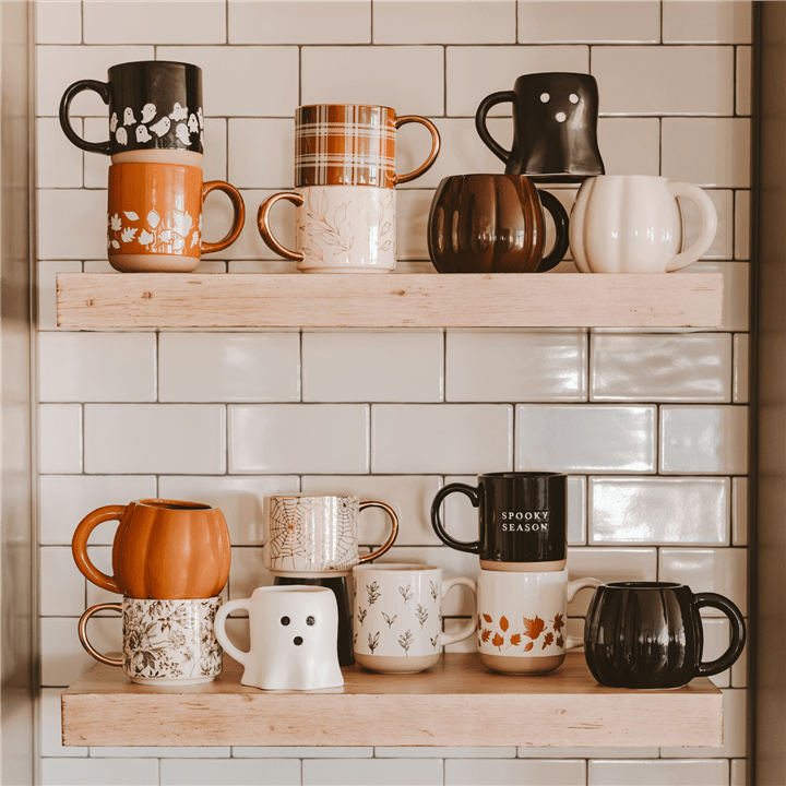 Brown Leaves Stoneware Coffee Mug - Market 12