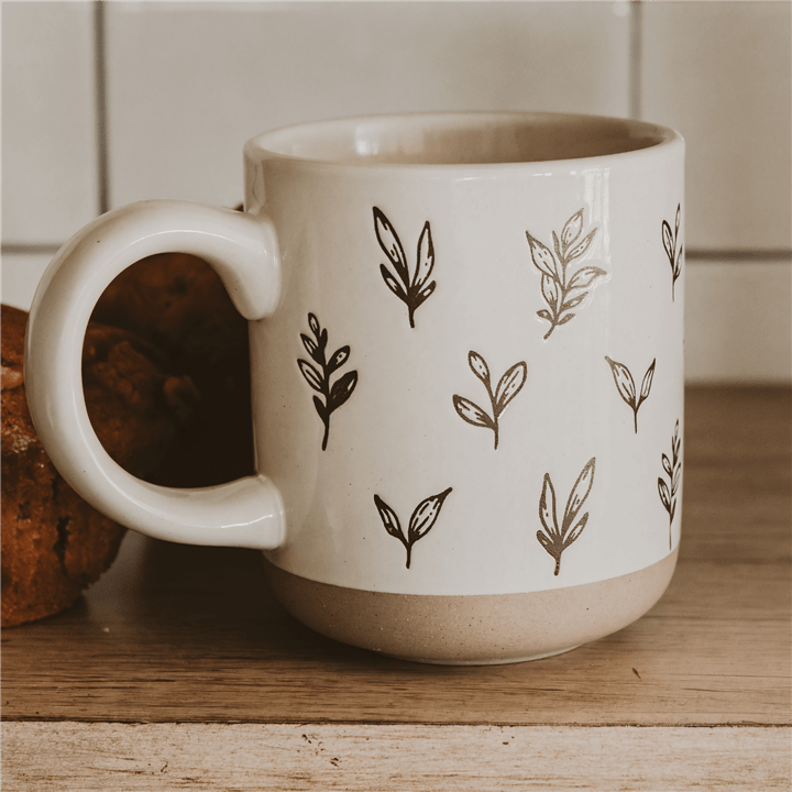 Brown Leaves Stoneware Coffee Mug - Market 12