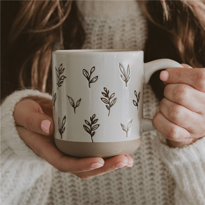 Brown Leaves Stoneware Coffee Mug - Market 12