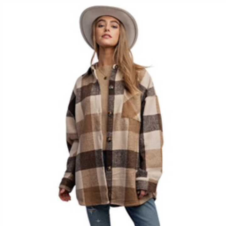 Brown Plaid Full - Body Button - Down Shirt - Market 12