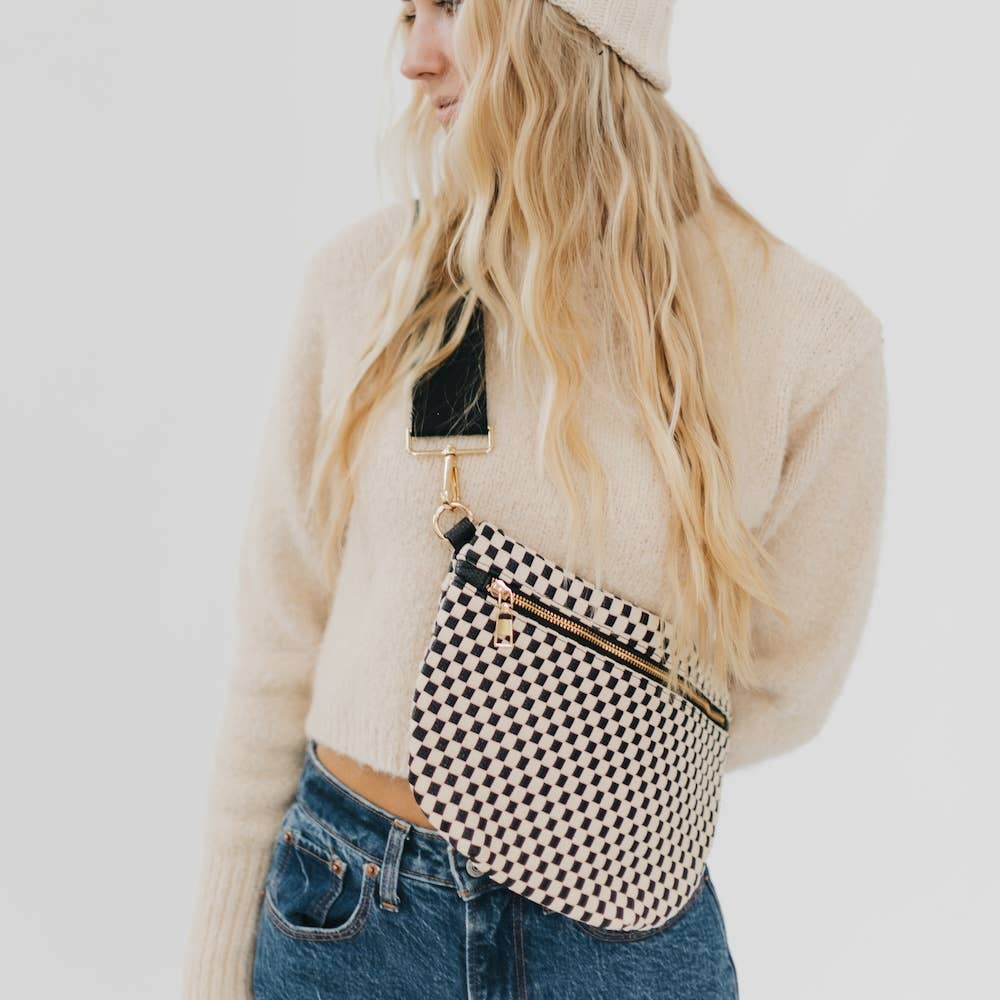 Checkered Black Westlyn Woven Bum Bag - Market 12