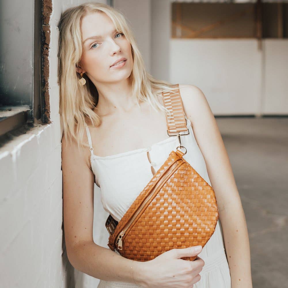 Checkered Brown Westlyn Woven Bum Bag - Market 12