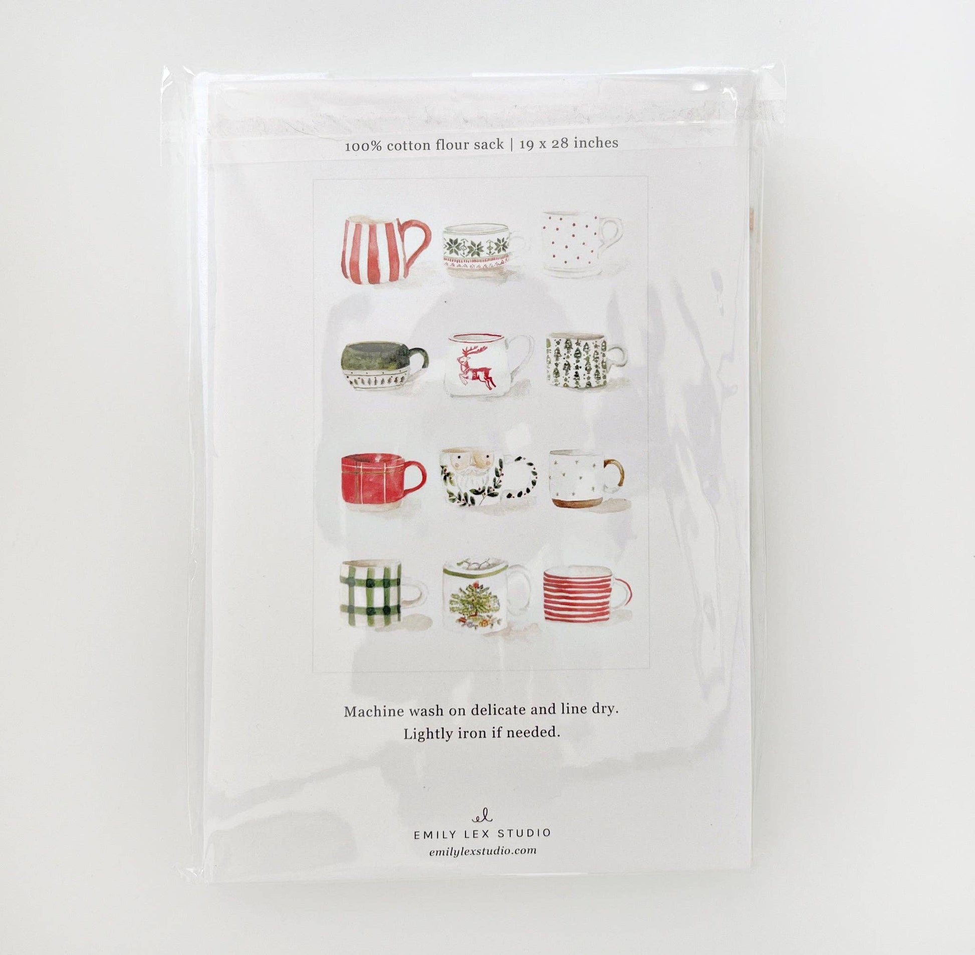 Christmas mugs tea towel - Market 12