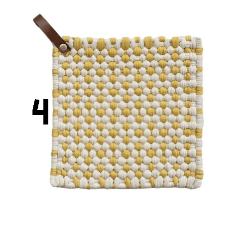 Cotton Crocheted Pot Holder w/ Leather Loop, 4 Styles - Market 12