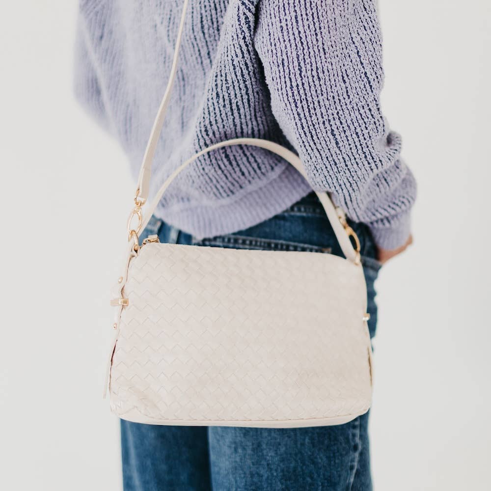 Cream Harper Hobo Woven Shoulder Bag - Market 12