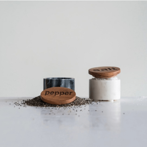 DA9799A marble salt/pepper pot W/wood lid - Market 12