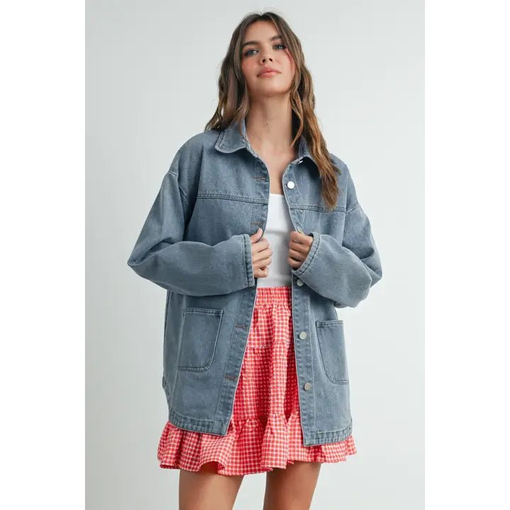 Denim, Button Down Denim Jacket With Pockets - Market 12