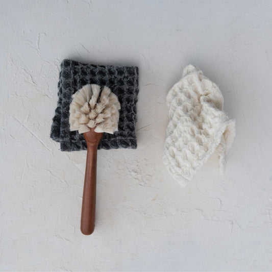 DF6779A 11.5" Cotton Waffle Weave Dish Cloth w/ Loops - Market 12