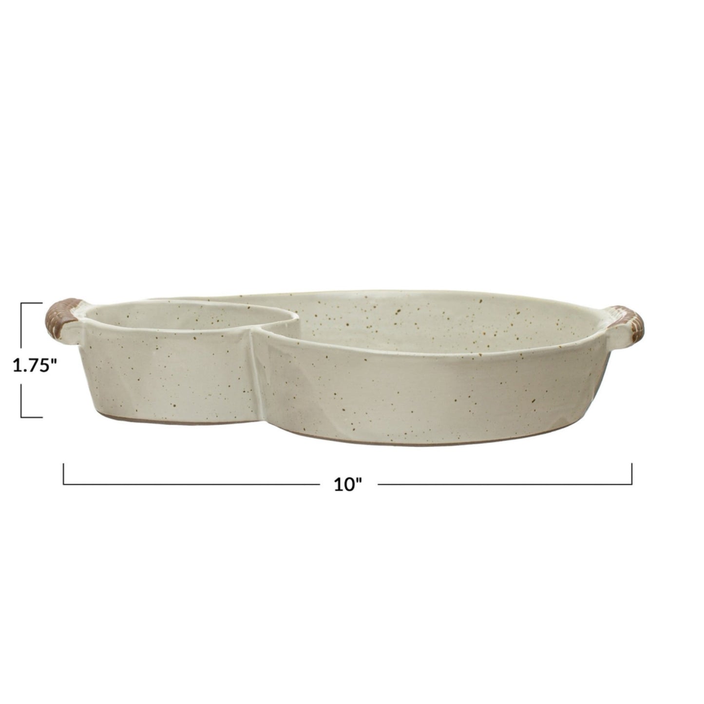 DF7725 10"L x 1 - 3/4"H Stoneware Chip & Dip w/ Handles - Market 12