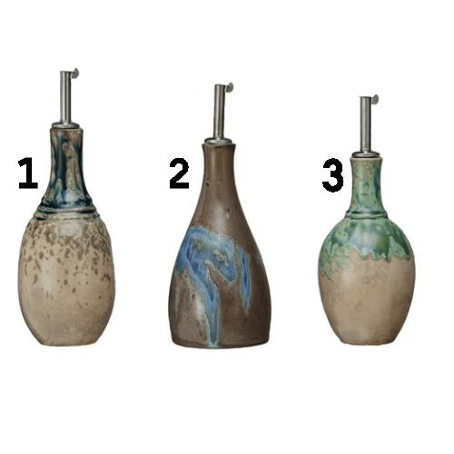 DF9605A 3 - 1/4"Rnd x 9"H Stoneware Oil Cruet w Stopper - Market 12