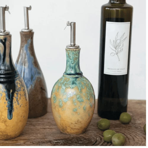 DF9605A 3 - 1/4"Rnd x 9"H Stoneware Oil Cruet w Stopper - Market 12